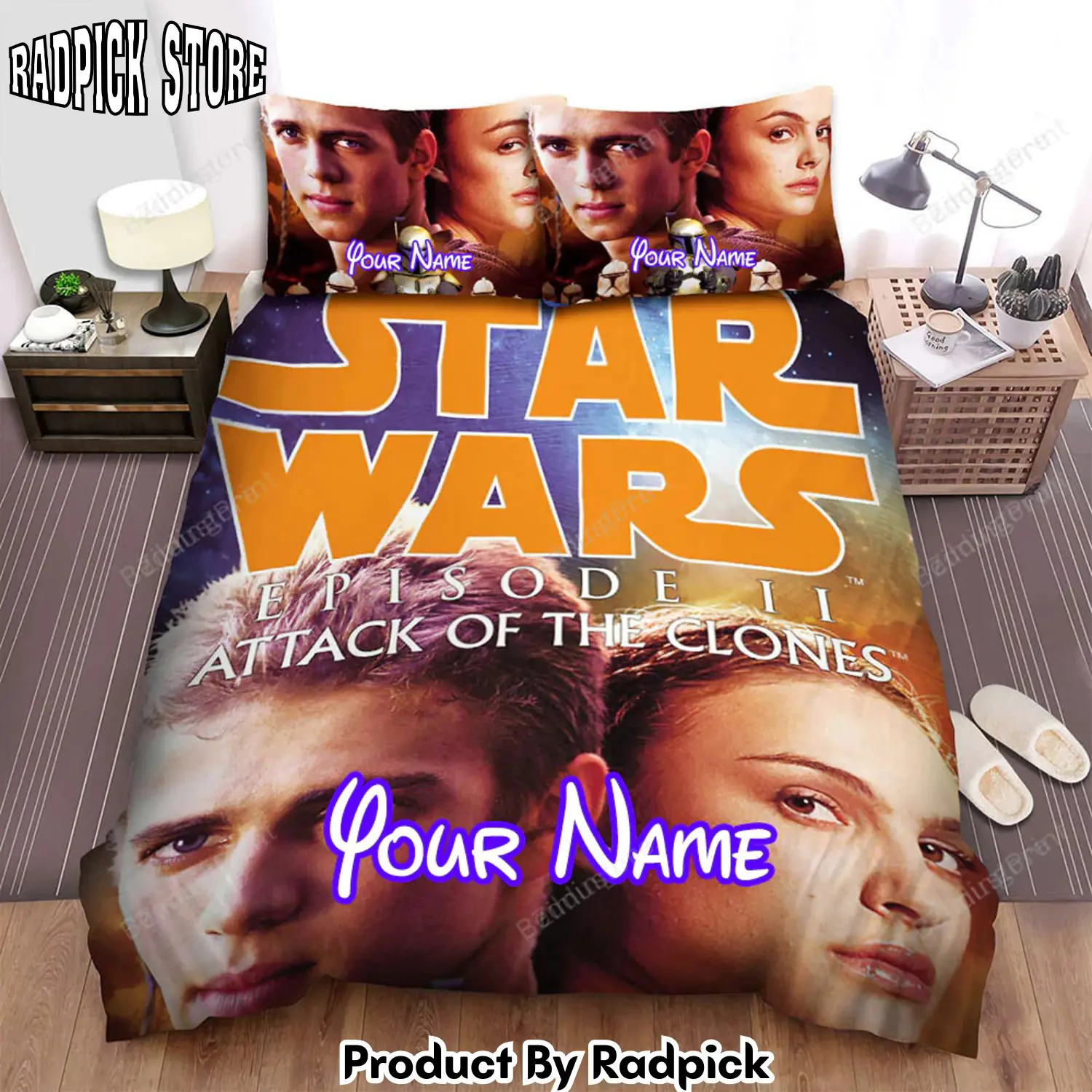 Radpick star wars episode ii attack of the clones ra salvatore movie poster bed sheets duvet cover personalized name bedding sets rp3271964